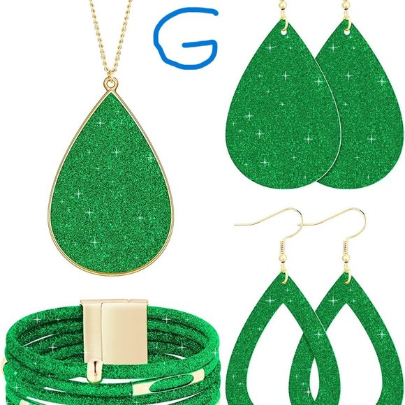 New 4 Pieces Women's Glitter Jewelry Set Bridal Wedding Multi-Layer Bracelet - Picture 12 of 15